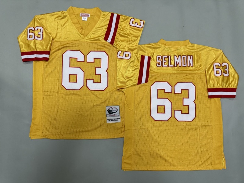 Men 2025 Tampa Bay Buccaneers #63 Selmon yellow Throwback Limited NFL Jersey style 001
